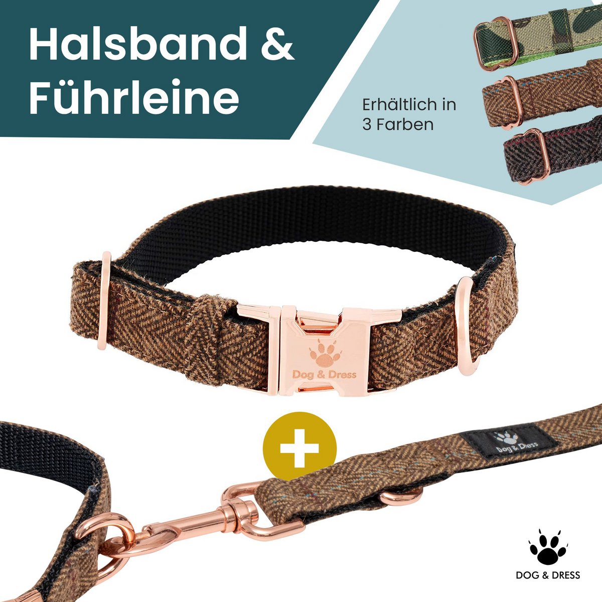 Hundehalsband + Leine Set "Argos" inkl. Geschenkbox