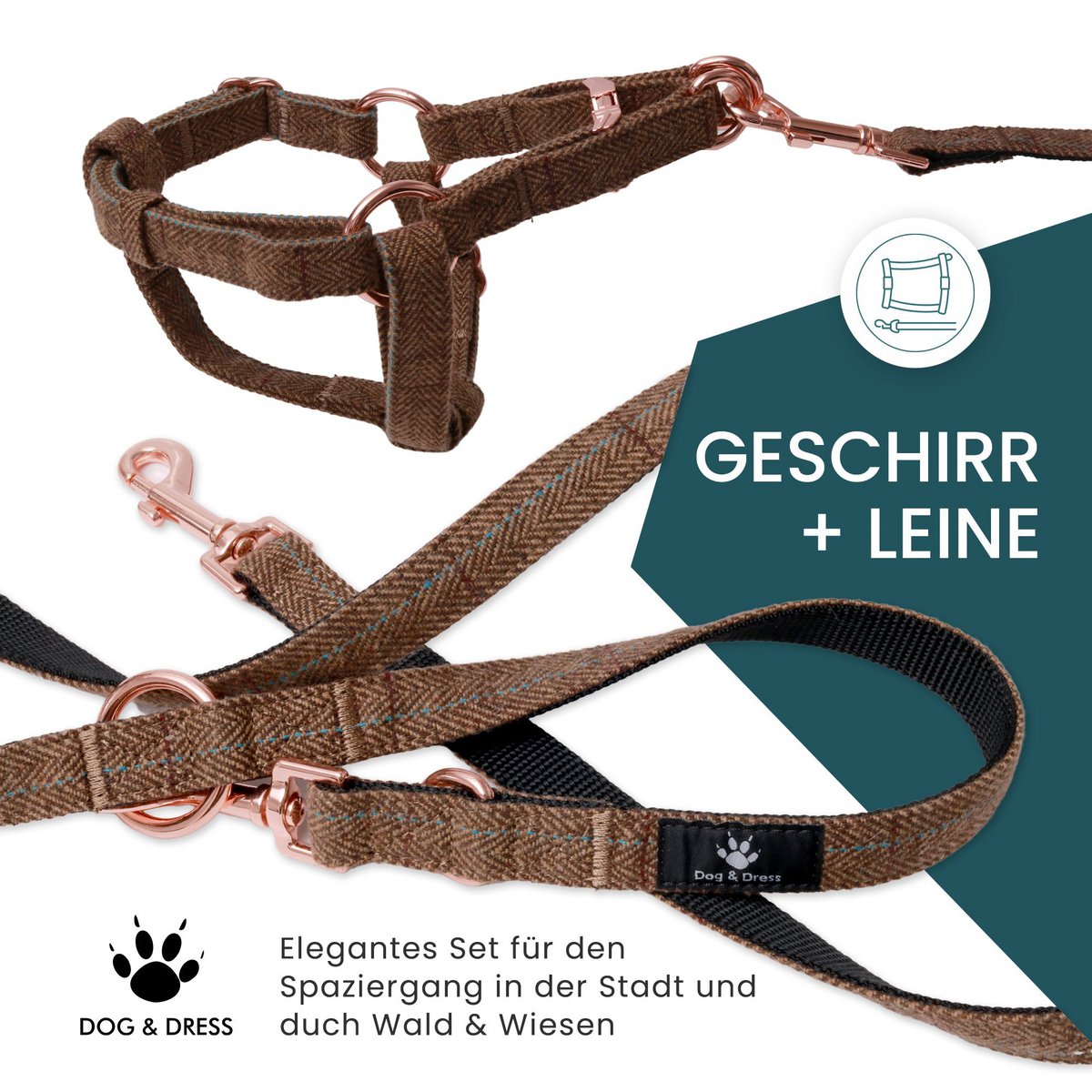 Hundegeschirr + Leine Set "Argos" inkl. Geschenkbox