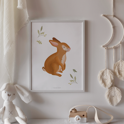 Poster Hase Kinderzimmer - Kinderposter Baby Tiere Kaninchen