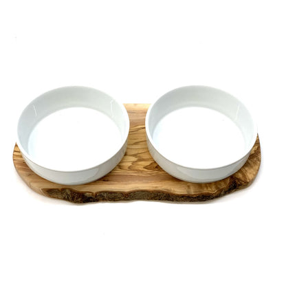 RUSTY feeding station (2x 0.9 liter porcelain bowl) for food and water