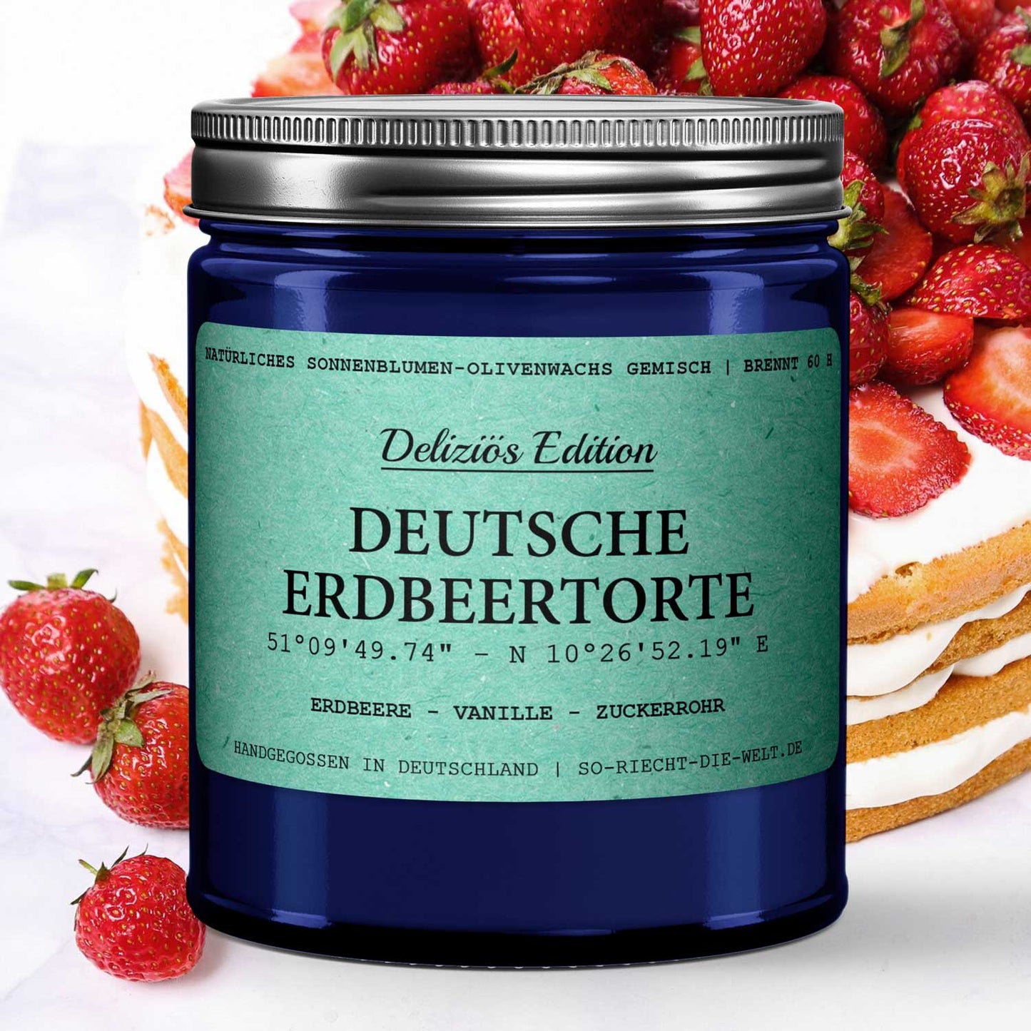 Candle German strawberry cake