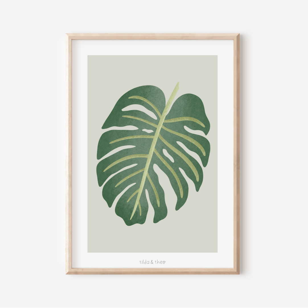 Poster Monstera Zimmerpflanze - Boho Pflanze Botanischer Print