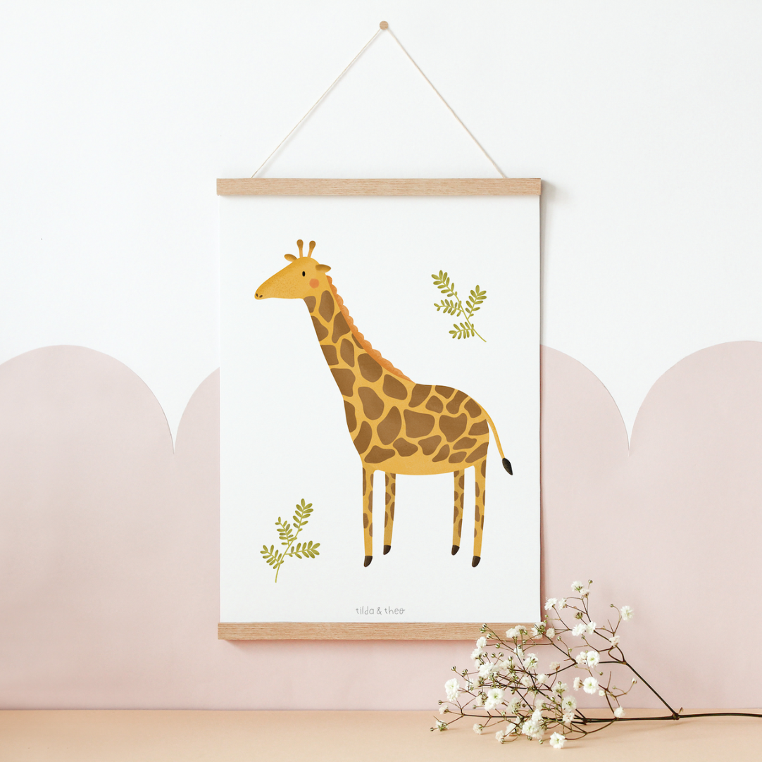 Poster Giraffe Kinderzimmer - Kinderposter Baby Tiere