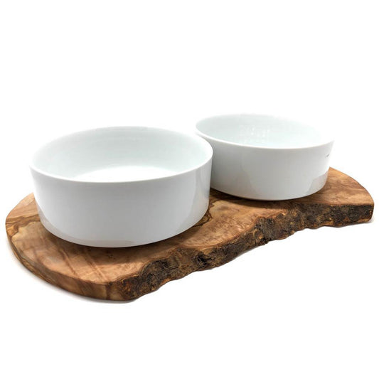 RUSTY feeding station (2x 1.5 liter porcelain bowl) for food &amp; water