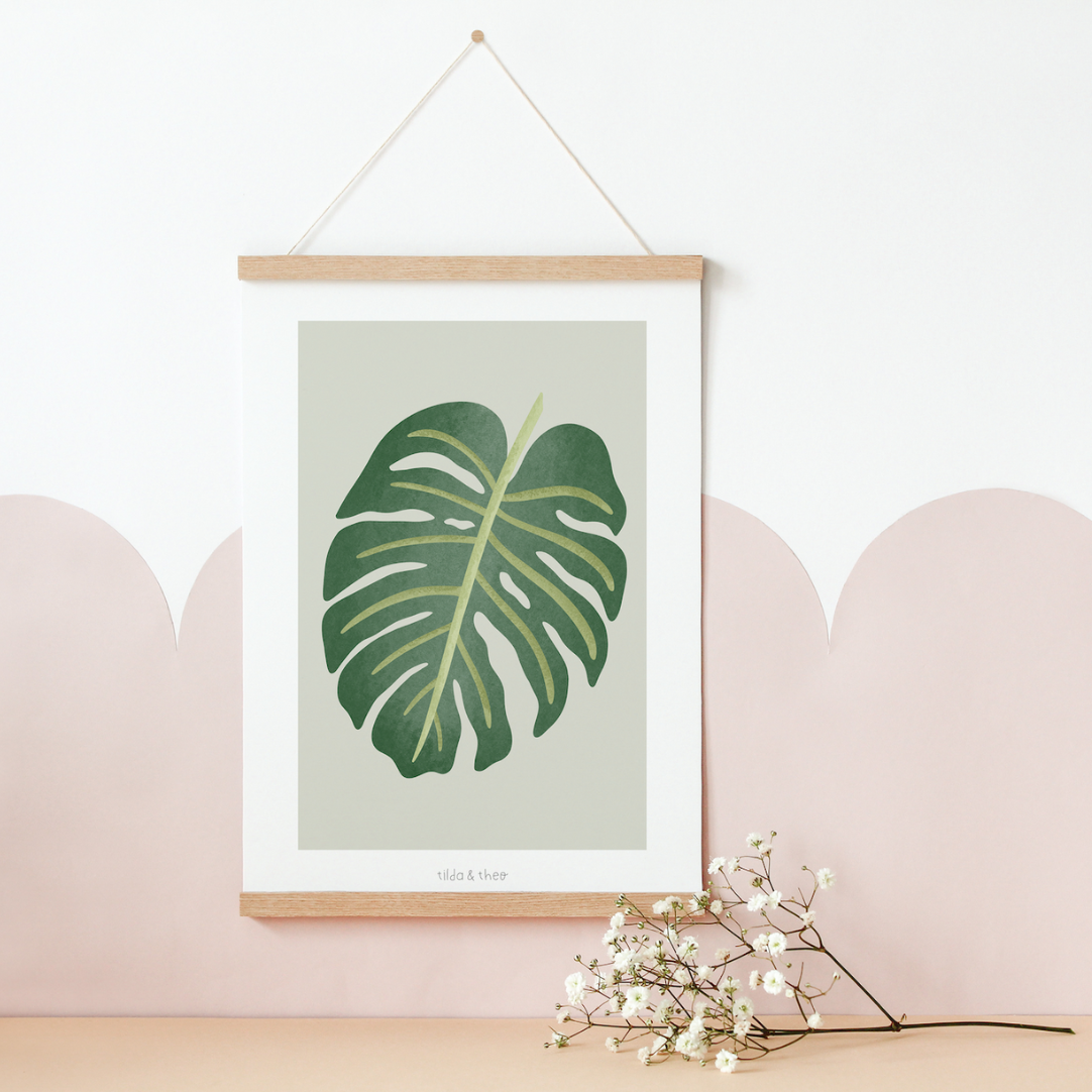 Poster Monstera Zimmerpflanze - Boho Pflanze Botanischer Print