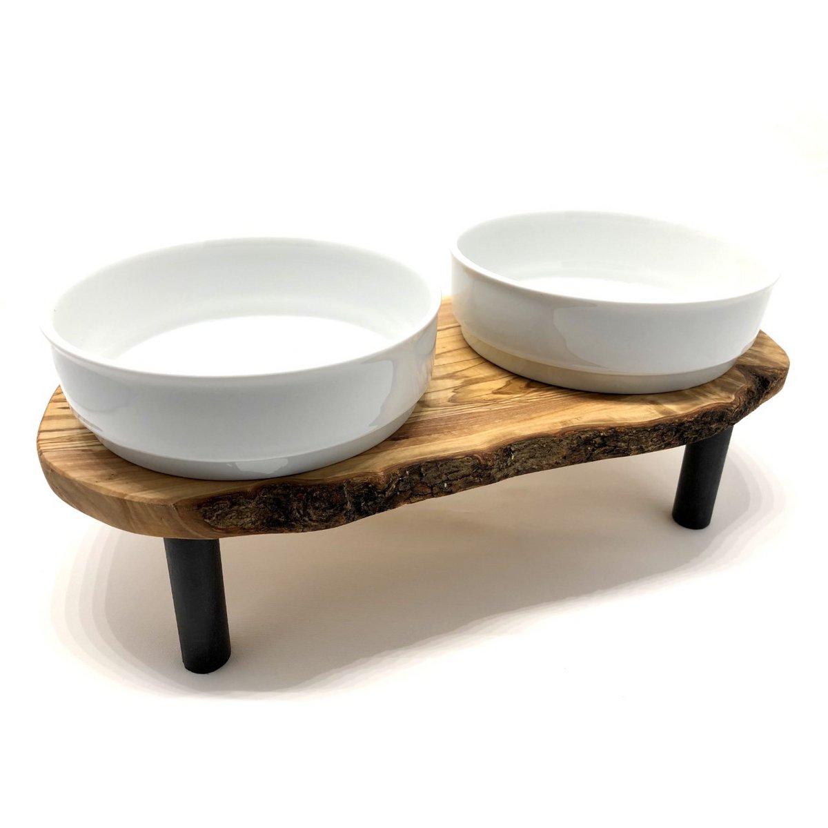 RUSTY PLUS feeding station (2 x 1.5 liter porcelain bowl) “jacked up” for food &amp; water